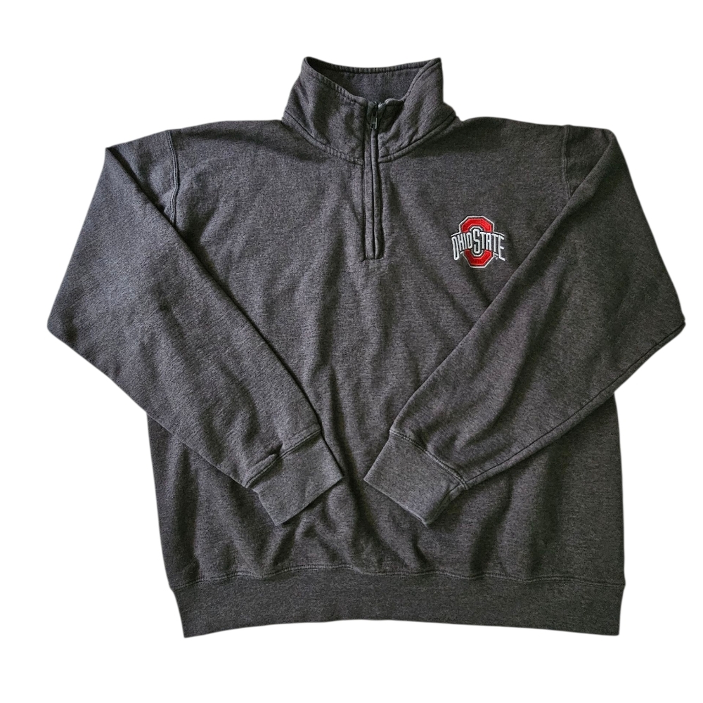 Ohio State Buckeyes Gray Champion 1/4 Zip Pullover Sweater Jacket Men's XL